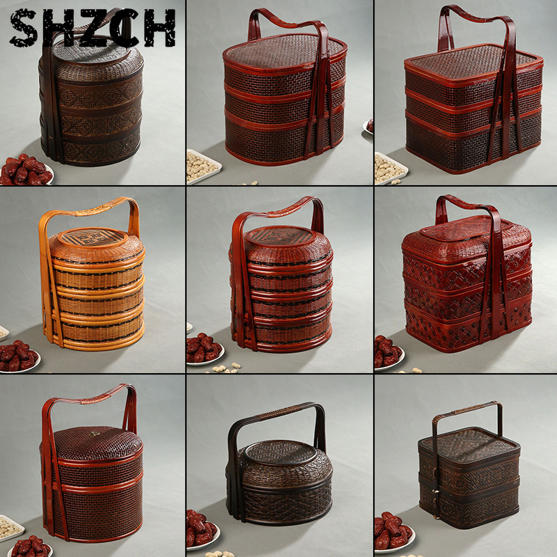 Bamboo Picnic Basket with Lid  - đánh giá và giá Snacks Food Hamper Basket
