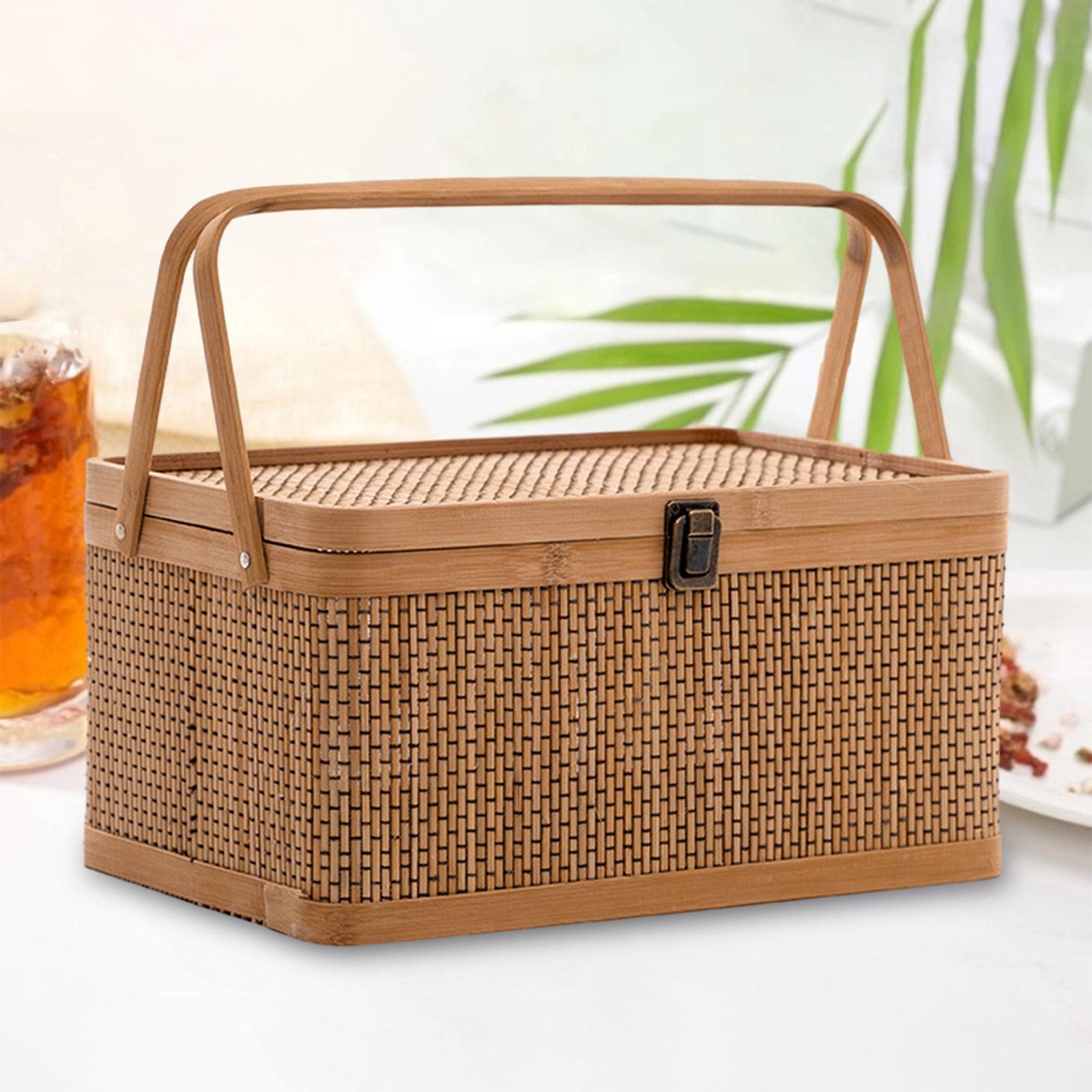 Handcrafted Bamboo Picnic Bask - đánh giá và giá Snacks Food Hamper Basket
