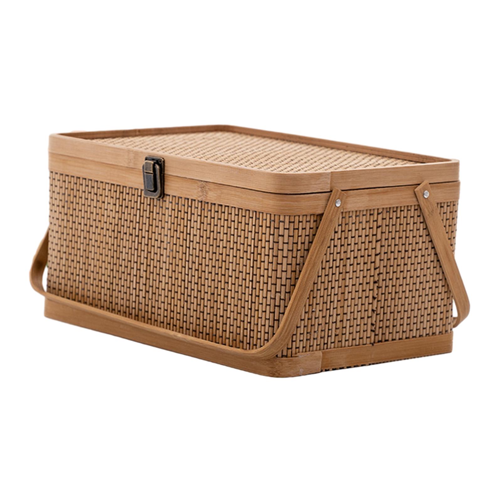 Handcrafted Bamboo Picnic Bask - đánh giá và giá Snacks Food Hamper Basket