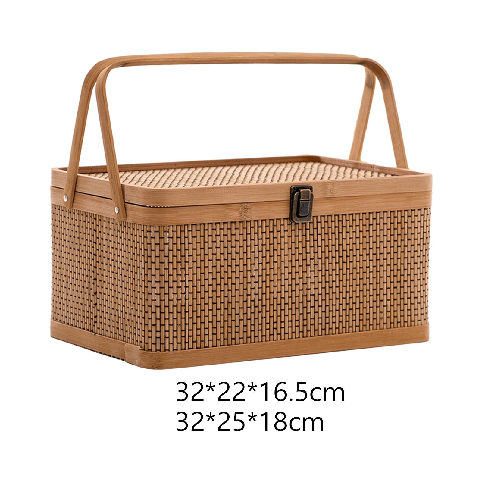 Handcrafted Bamboo Picnic Bask - đánh giá và giá Snacks Food Hamper Basket