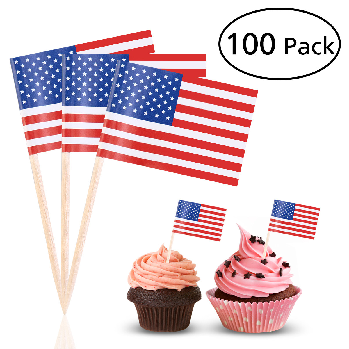 100Pcs American Flag Picks 2.5 - đánh giá và giá Food Snacks For Party