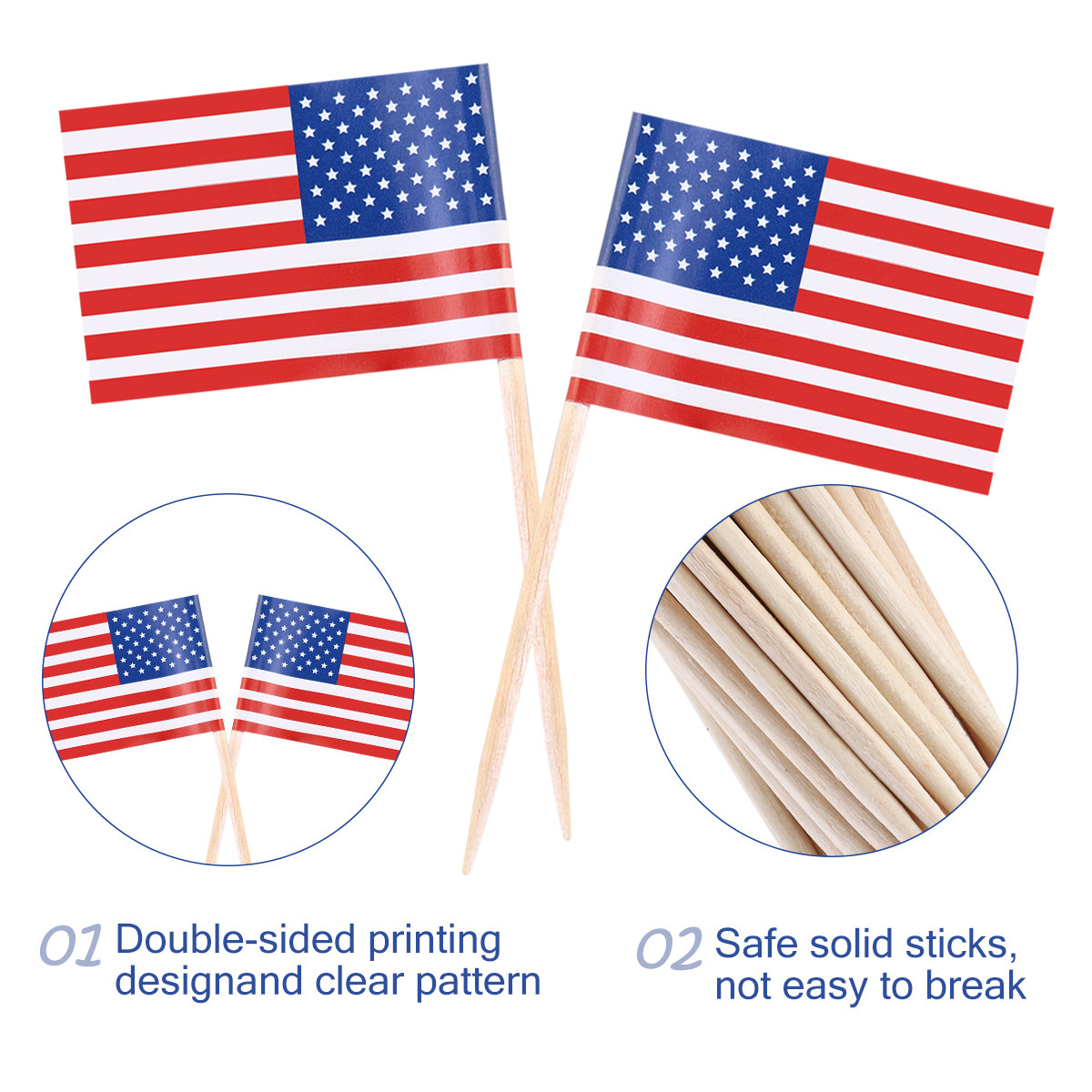 100Pcs American Flag Picks 2.5 - đánh giá và giá Food Snacks For Party