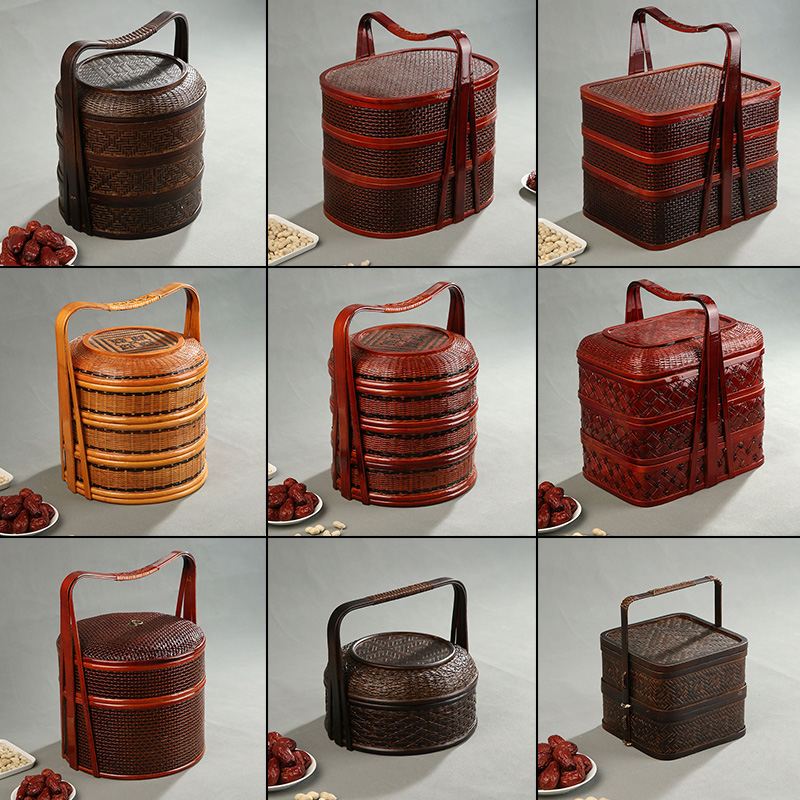 Bamboo Picnic Basket with Lid  - đánh giá và giá Snacks Food Hamper Basket
