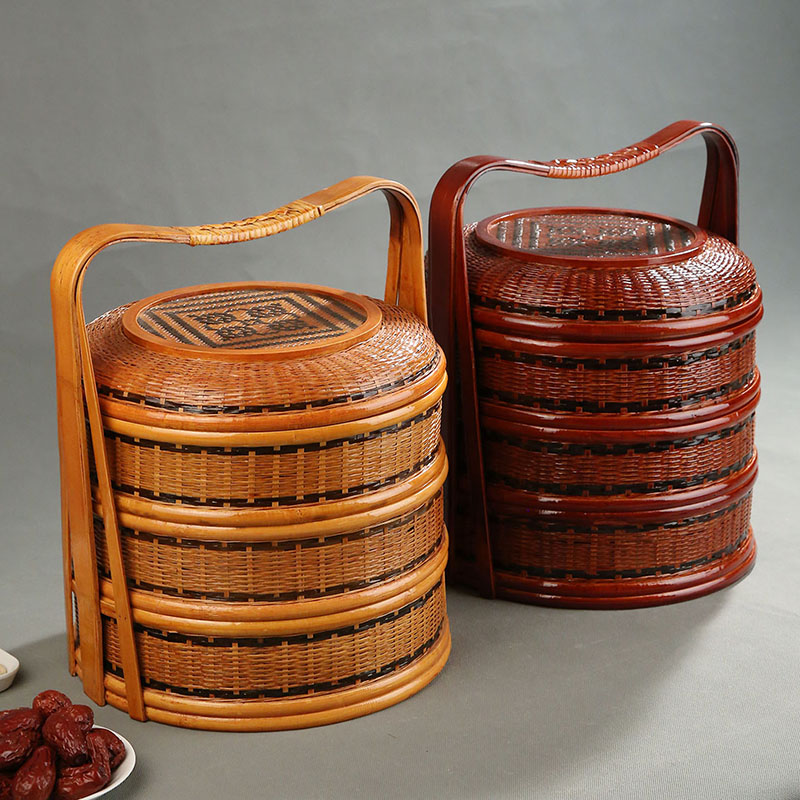 Bamboo Picnic Basket with Lid  - đánh giá và giá Snacks Food Hamper Basket